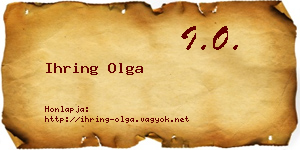 Ihring Olga névjegykártya